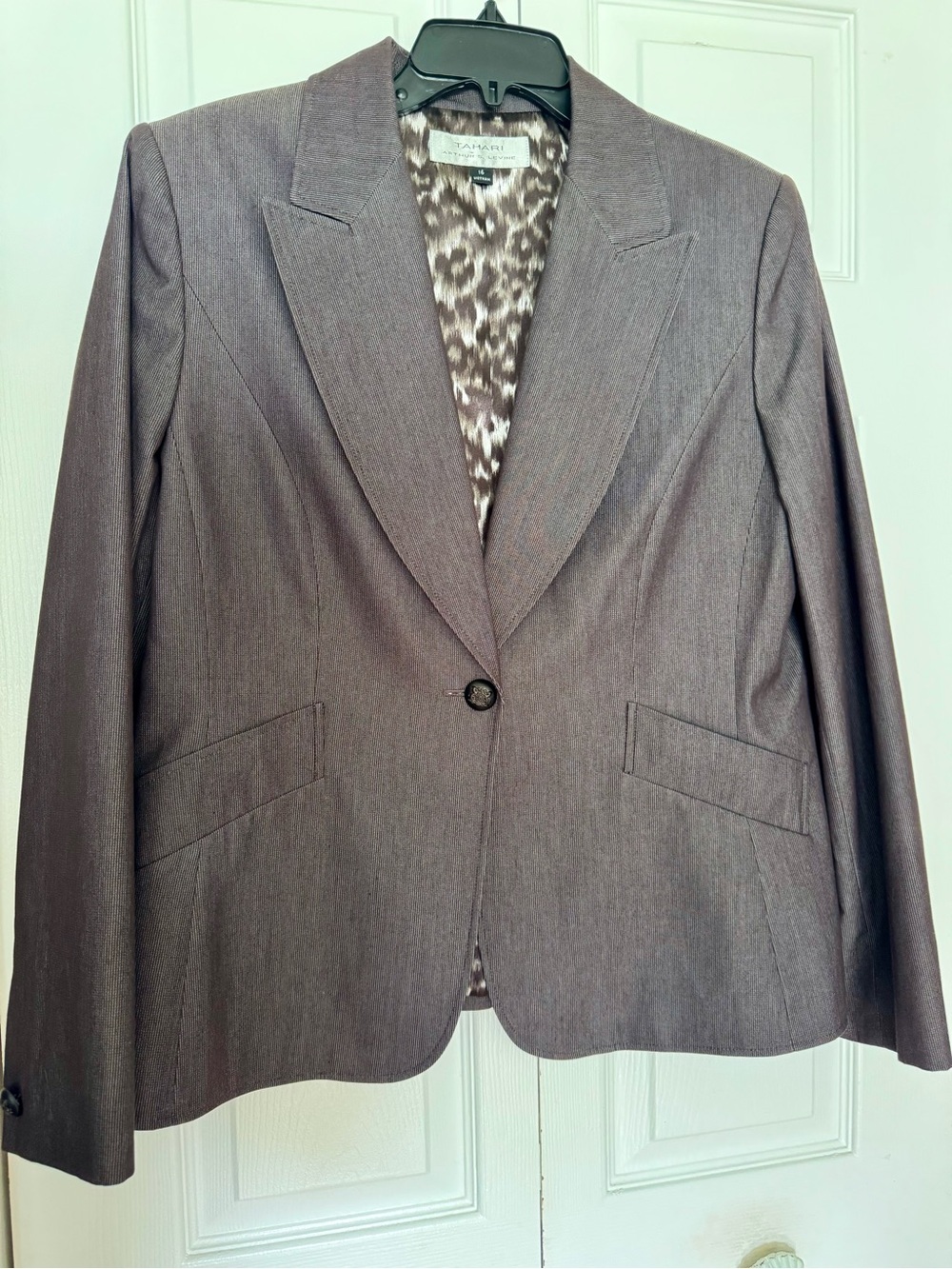 Tahari Brown Tailored Single-Button Blazer-Size 16